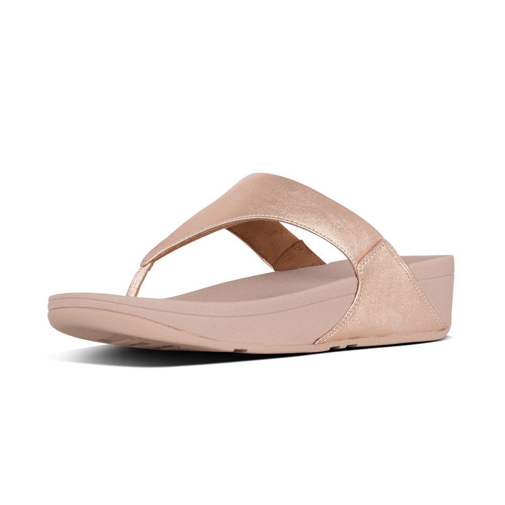 Fitflop Womens Sandals - Lulu Leather Toe-post - Rose Gold - 962-NJDMYU